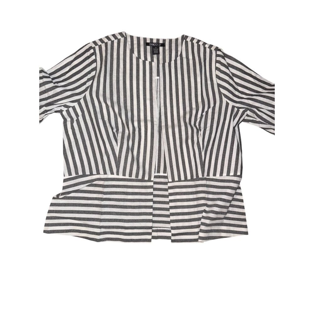 Striped Black & White Long Sleeve Blouse By Gramercy 22 1X Size
